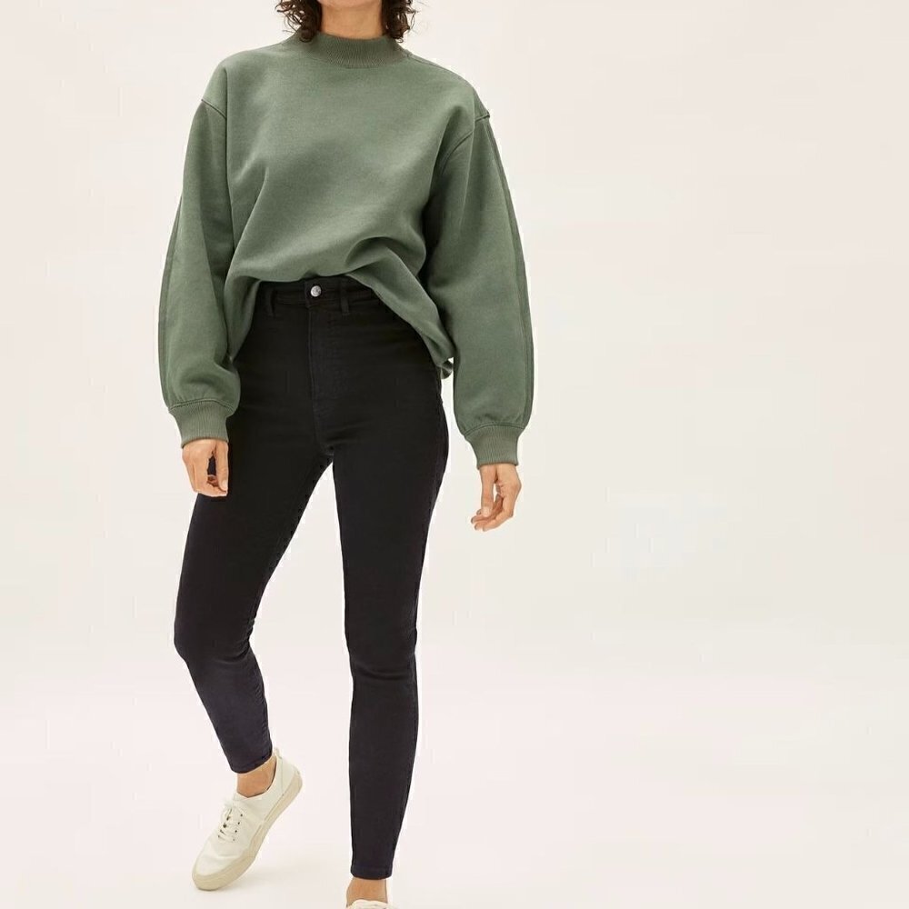 NWT Everlane The Way-High Clean Front Skinny Jean in Black - Size 29